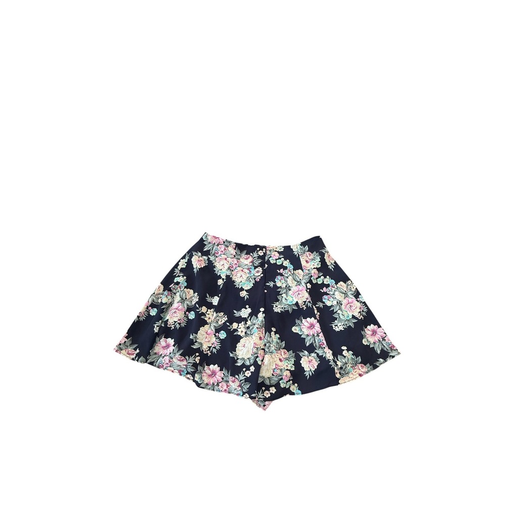 Lush‎ Womens XS Floral High Waist Shorts Black Lined Hidden Zip Cottagecore Chic